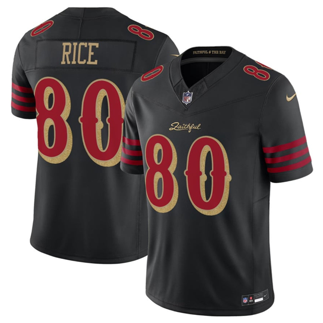 Men's San Francisco 49ers #80 Jerry Rice Black 2025 F.U.S.E. “Rivalries” Vapor Limited Stitched Football Jersey